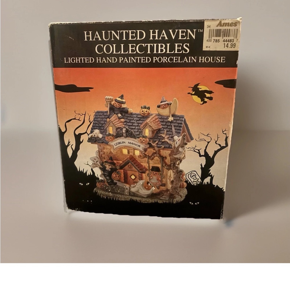 IOB Vintage Ames Ceramic Haunted Haven Goblin Halloween Spooky House
